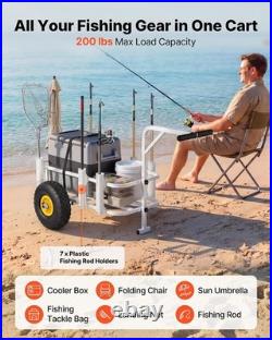 All-Terrain Fishing Cart with 200 lbs Load Capacity & 7 Fishing Rod Holders
