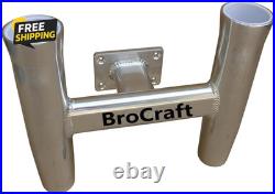 Aluminum 2 Rod Holder / Transom Mounted / Wall Mount Rod Holder -90 Degree