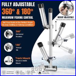 Aluminum Trolling Rod Holder Tree, 3 Rod Adjustable Boat Fishing Rod Holder 360°