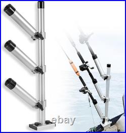 Aluminum Trolling Rod Holder Tree, 3 Rod Adjustable Boat Fishing Rod Holder 360°