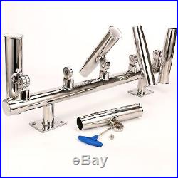 Amarine-made 5 Tube Adjustable Stainless Wall / Top Mounted Rod Holder-SSA