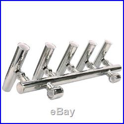 Amarine-made Boat 5 Fishing Rod Holders Angle Adjustable for Rails 1 to 1-1/4