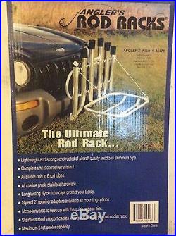 Angler's Fish-N-Mate Rod Rack 6 Rod Holder With Fold Down Front Vehicle Mount NEW