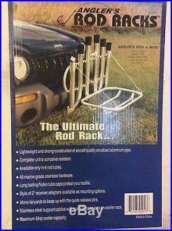 Angler's Fish-N-Mate Rod Rack 6 Rod Holder With Fold Down Front Vehicle Mount NEW