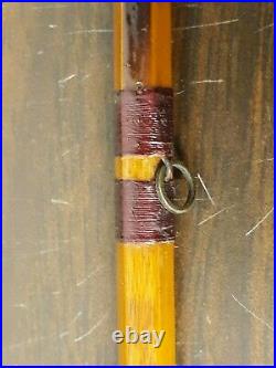 Antique 1800's Bamboo Fly Rod 4pc With Wooden Rod Holder