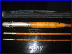 Antique Chubb 10' Bamboo Fly Fishing Rod w Velvet/Wood Form Holder