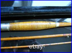 Antique Chubb 10' Bamboo Fly Fishing Rod w Velvet/Wood Form Holder