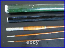 Antique Chubb 10' Bamboo Fly Fishing Rod w Velvet/Wood Form Holder