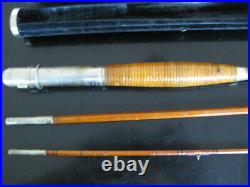 Antique Chubb 10' Bamboo Fly Fishing Rod w Velvet/Wood Form Holder