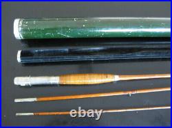 Antique Chubb 10' Bamboo Fly Fishing Rod w Velvet/Wood Form Holder