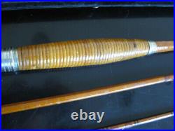 Antique Chubb 10' Bamboo Fly Fishing Rod w Velvet/Wood Form Holder