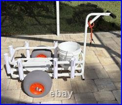 Beach Cart Buggy with Balloon Sand Tires Heavy Duty Fishing Rod Holder Wagon NEW