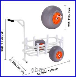 Beach Cart Buggy with Balloon Sand Tires Heavy Duty Fishing Rod Holder Wagon NEW