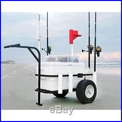Beach Cart Surf Pier Fishing Rod Cooler Holder Runner and Rack Wheels Reel Gear
