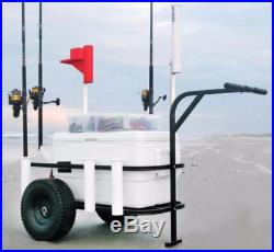 Beach Fishing Cart Surf Pier Rod Holder Rack Cooler Wheels Reel Gear Wagon Igloo