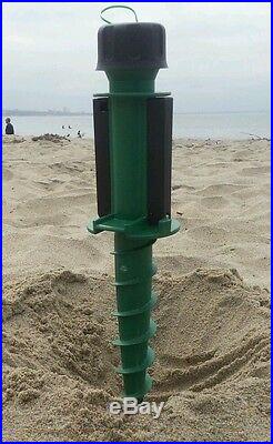 Beach Umbrella Holder Anchor Spiral Stake for Sand, Shade, Fishing Pole NEW