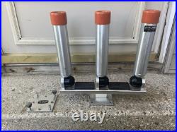 Big Jon Pedestal Mount Triple Rod Holders With Mounting Plate