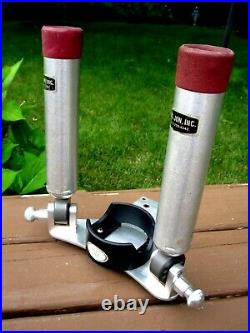 Big Jon Sports Trolling Systems Dual Rod Holders With Aluminum Base Easy Adjust
