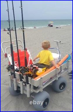 Big Kahuna Beach Wagon-Aluminum-Walls-No Rust-Balloon Tires-Rod Holders-Made USA