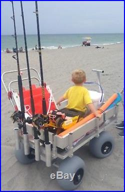 Big Kahuna Beach Wagon-Aluminum-Walls-No Rust-Balloon Tires-Rod Holders-Made USA