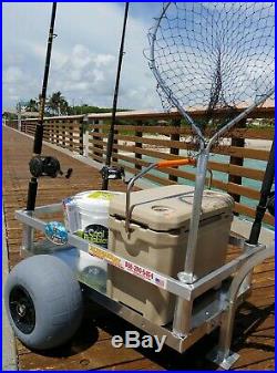 Bimini Beach Wagon-Four Rod Holders-No-Rust-Sand Tires- Aluminum-Made In USA