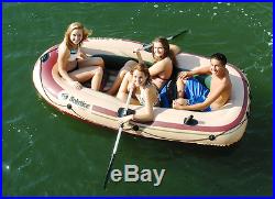 Boat 4 Person Inflatable Raft Heavy Duty PVC Swivel Oar Locks Fishing Rod Holder