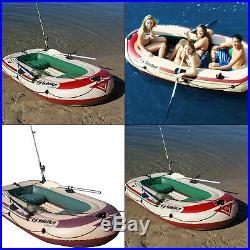 Boat 4 Person Inflatable Raft Heavy Duty PVC Swivel Oar Locks Fishing Rod Holder