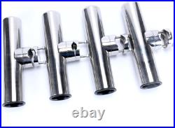 Boat 4Pcs Fishing Rod Holder, Stainless Rail Mount Clamp on Rod Holder, Adjustab