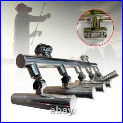Boat Fishing Rod Holder 5 Tube 2Clamp on 1''to 1-1/4'' Stainless Steel Inserted