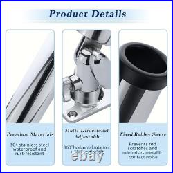 Boat Fishing Rod Holder, Stainless Steel Adjustable Fishing Pole Silver