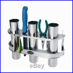Boat Marine Fish-On Stainless Steel Fishing Rod Holder for 3 Rods & Knife Pliers