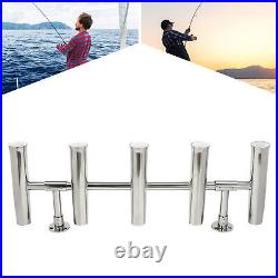 Boat Stainless Steel Rod Holder 5 TUBES Rod Rack Marine Fishing Angle Adjustable