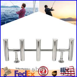 Boat Stainless Steel Rod Holder 5 TUBES Rod Rack Marine Fishing Angle Adjustable