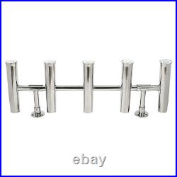 Boat Stainless Steel Rod Holder 5 TUBES Rod Rack Marine Fishing Angle Adjustable