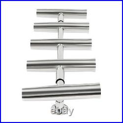 Boat Stainless Steel Rod Holder 5 TUBES Rod Rack Marine Fishing Angle Adjustable