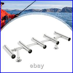 Boat Stainless Steel Rod Holder 5 TUBES Rod Rack Marine Fishing Angle Adjustable