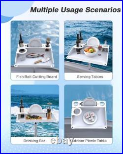 Boat Table withRod Holder Mount Portable Boat Caddy Organizer Marine Table Utility Boat Table withRod Holder Mount Portable Boat Caddy Organizer Marine Table Utility
