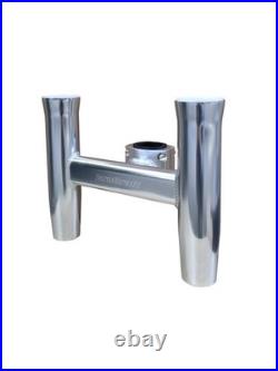 BroCraft Clamp-On Twin Fishing Rod Holder Aluminum Boat T-Top Rail Mount 2 Rod