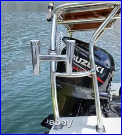 BroCraft Clamp-On Twin Fishing Rod Holder Aluminum Boat T-Top Rail Mount 2 Rod