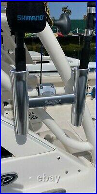 Brocraft Aluminum Clamp On Twin Fishing Rod Holder/Boat T-TOP Rod Holder