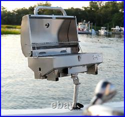 Bunker up Fishin Stainless Steel Boat Grill with Rod Holder Mount Great for Bo