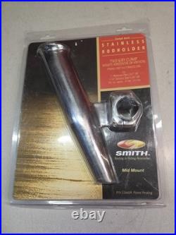 CE Smith Mid Mount Clamp Fishing Rod Holder Stainless Adjustable 1 to 1 1/4 NEW