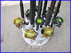 Circular Fishing Rod Rack For 16 Rods & Reels storage Pole holder Plus Revolving