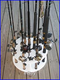 Circular Fishing Rod Rack For 16 Rods & Reels storage Pole holder Plus Revolving