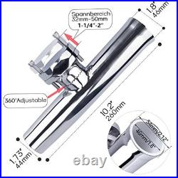 Clamp On Fishing Rod Holder 316 Stainless Steel for Boat Rail 1 1/4 to 2 Inch