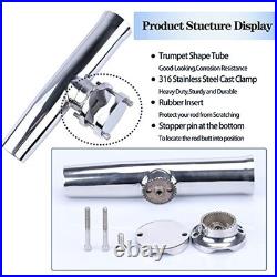 Clamp On Fishing Rod Holder 316 Stainless Steel for Boat Rail 1 1/4 to 2 Inch