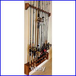 Custom Fishing Rod Rack, Solid Mahogany Wood 11 Rods, 24 Inches