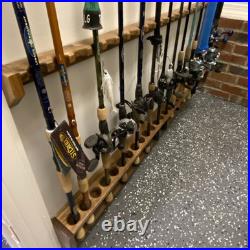 Custom Fishing Rod Rack, Solid Walnut Wood 8 Rods, 18 Inches