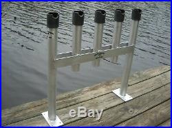 DECK OR DOCK MOUNT 5 ROD FISHING POLE HOLDER- Made in USA