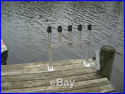 DECK OR DOCK MOUNT 5 ROD FISHING POLE HOLDER- Made in USA